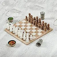 Chess and games shop Muba Tournament 4 Mosaic Board Game - Wooden Handmade  Chess Set - 3,5 inch King - Brown