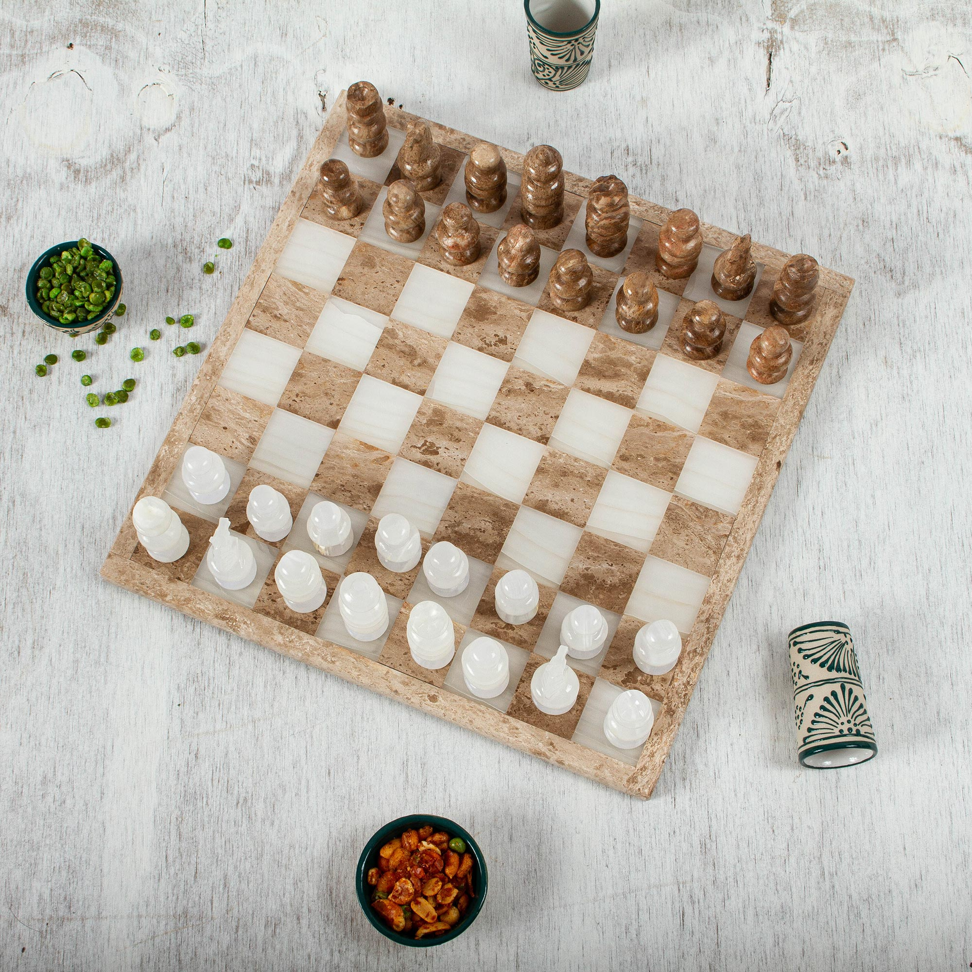 Onyx and Marble Chess Set in Brown and Beige (13.5 in.) - Nature's ...