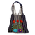 Cotton tote, 'Navy Bouquet' - Striped Floral Cotton Tote in Navy from Mexico (image 2a) thumbail