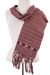 Cotton scarf, 'Illusory Chevrons' - Handwoven Cotton Wrap Scarf in Poppy and Ash from Mexico (image 2a) thumbail