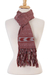 Cotton scarf, 'Illusory Chevrons' - Handwoven Cotton Wrap Scarf in Poppy and Ash from Mexico (image 2b) thumbail