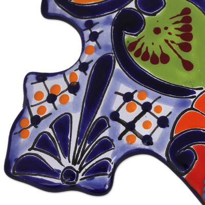 Wandkreuz aus Keramik - Handbemaltes Wandkreuz aus Keramik aus Mexiko