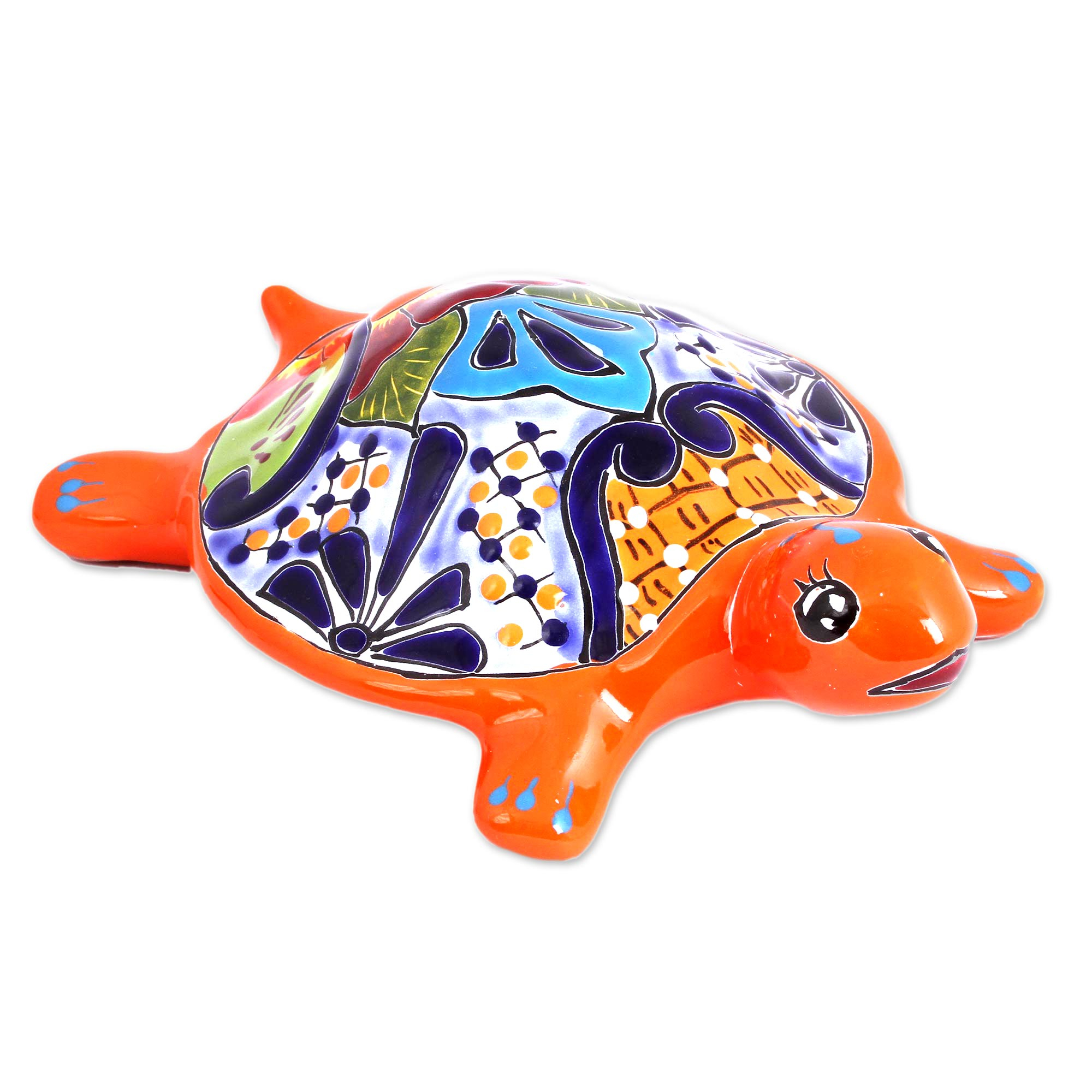 Hand-painted Ceramic Turtle Wall Sculpture From Mexico - Round Turtle 