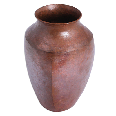 Copper vase, 'Three Vistas' - Handcrafted Copper Vase from Mexico