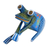 Wood alebrije figurine, 'Fun Frog in Blue' - Handcrafted Blue Wood Alebrije Playful Frog Figurine