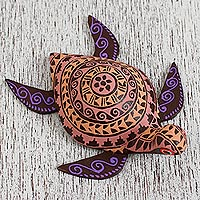 Wood alebrije figurine, 'Earthen Sea Turtle' - Wood Alebrije Sea Turtle Figurine in Brown from Mexico