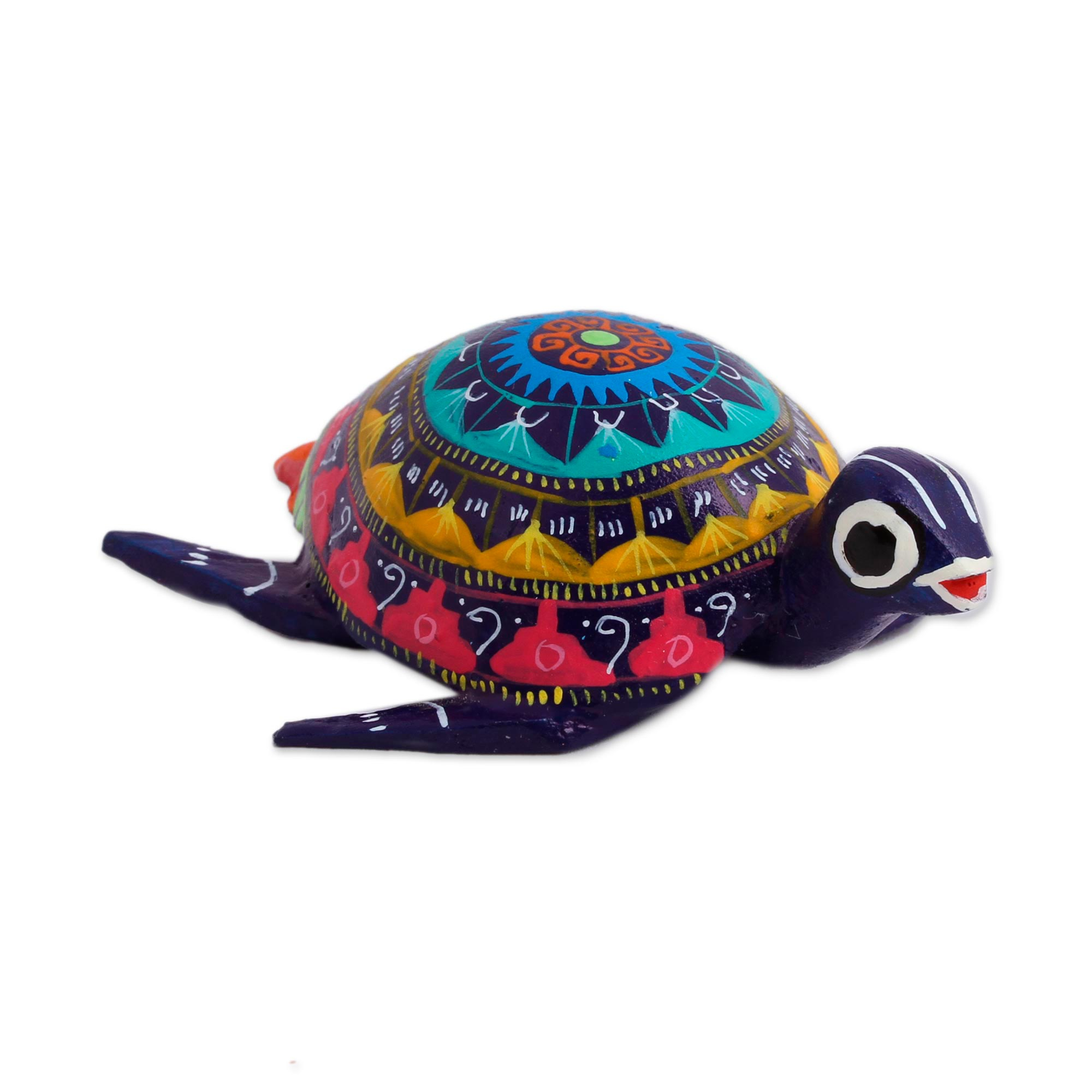 Colorful Wood Alebrije Sea Turtle Figurine from Mexico - Intricate Sea ...