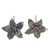Titanium plated sterling silver drop earrings, 'Starry Bloom' - Floral Titanium Plated Sterling Silver Drop Earrings