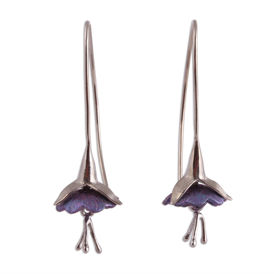 Ohrhänger aus mit Titan plattiertem Sterlingsilber - Florale Ohrhänger aus mit Titan plattiertem Sterlingsilber