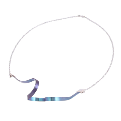 Halskette mit Anhänger aus mit Titan plattiertem Sterlingsilber - Moderne Halskette mit Anhänger aus titanbeschichtetem Sterlingsilber