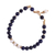 Gold accent lapis lazuli and cultured pearl beaded bracelet, 'Midnight Moonrise' - Gold Accent Cultured Pearl and Lapis Beaded Pendant Bracelet