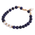 Pulsera con cuentas de lapislázuli y perlas cultivadas con detalles dorados - Pulsera con colgante de cuentas de lapislázuli y perlas cultivadas con detalles dorados