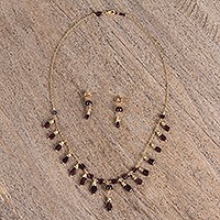 Gold plated garnet jewelry set,