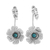 Turquoise drop earrings, 'Radiant Posy' - Sterling Silver Turquoise Accent Flower Motif Drop Earrings (image 2a) thumbail