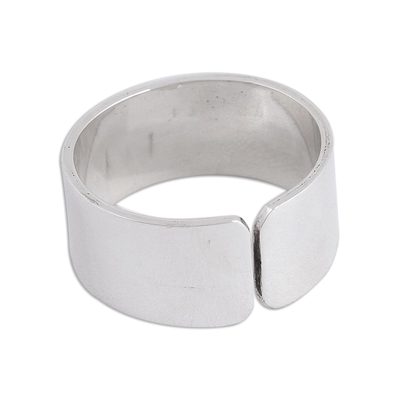 Sterling silver wrap ring, 'Healing Mantra' - Hebrew Inscription Mem Hei Shin Healing Sterling Silver Ring