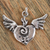 Sterling silver pendant, 'Miracle of the Heart' - Handcrafted Sterling Silver Winged Heart and Cross Pendant thumbail