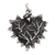 Colgante de plata de ley - Colgante artesanal de plata de primera ley en forma de corazón con borde de llama