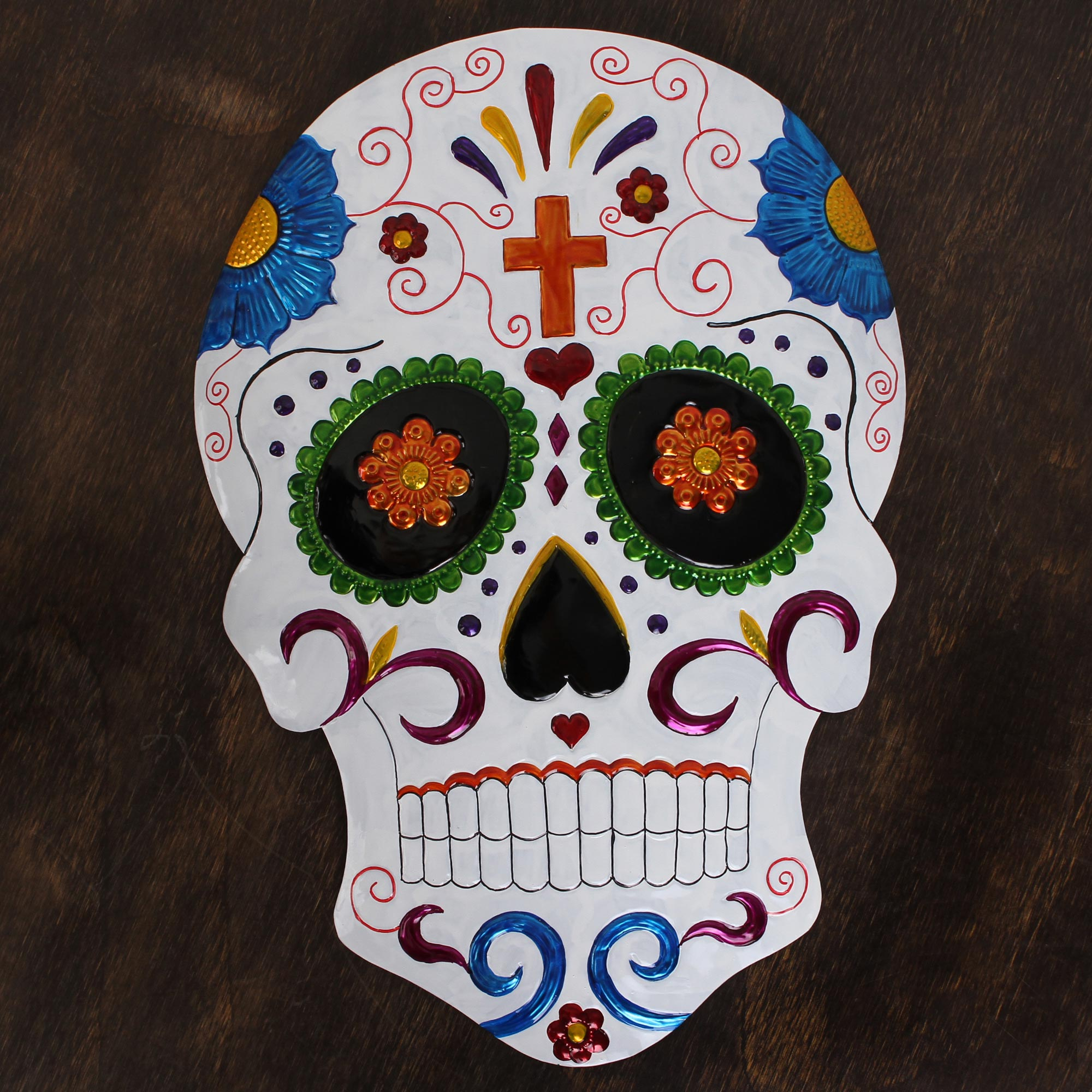 UNICEF Market | Handmade Vibrant Skull Tin Wall Art from Mexico ...