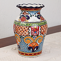 Ceramic decorative vase, Talavera Dream