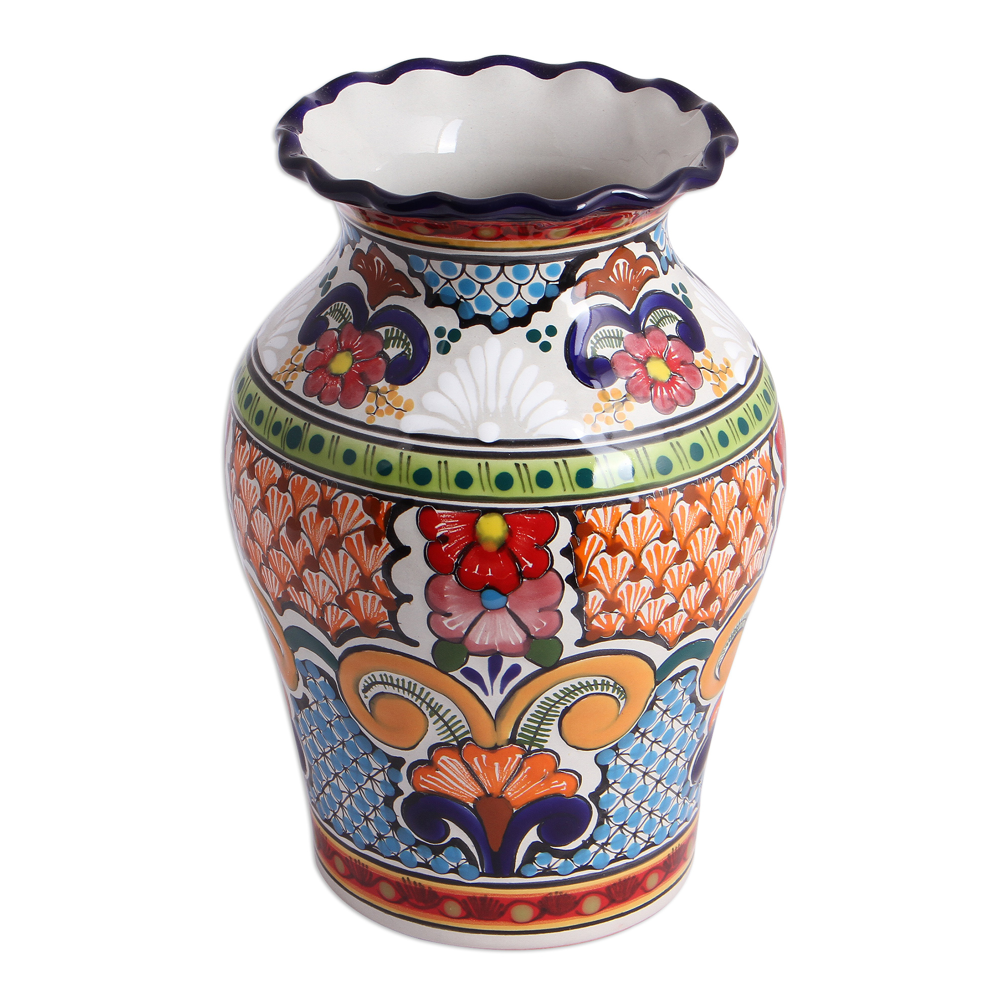 Hand-Painted Talavera Ceramic Decorative Vase from Mexico - Talavera ...