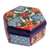 Ceramic decorative box, 'Floral Hexagon' - Ceramic Decorative Box with Colorful Floral Motifs