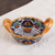 Ceramic serving bowl, 'Zacatlan Flowers' - Talavera Style Ceramic Serving Bowl from Mexico