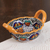 Ceramic serving bowl, 'Zacatlan Flowers' - Talavera Style Ceramic Serving Bowl from Mexico