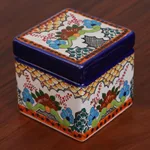 Ceramic decorative box, 'Sweet Talavera' - Talavera-Style Ceramic Decorative Box from Mexico