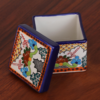 Dekorative Dose aus Keramik, 'Sweet Talavera'. - Keramik-Dekorschachtel im Talavera-Stil aus Mexiko