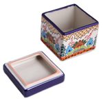 Ceramic decorative box, 'Sweet Talavera' - Talavera-Style Ceramic Decorative Box from Mexico