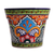 Ceramic flower pot, 'Bright Talavera' - Hand-Painted Ceramic Flower Pot from Mexico