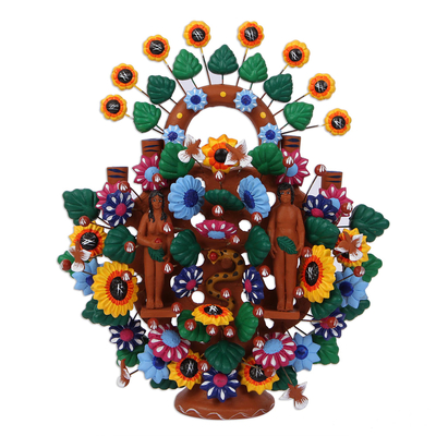 Keramische Skulptur, „Lebensbaum Eden“. - Handgefertigte Keramik-Skulptur des Lebensbaums Eden aus Mexiko