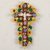 Keramisches Wandkreuz, 'Kreuz des Glaubens - Handgefertigtes florales Keramik-Wandkreuz aus Mexiko