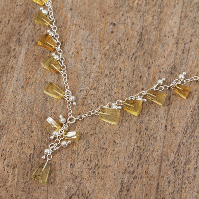 Amber pendant necklace, 'Ancient Rainfall' - Natural Amber Pendant Necklace Crafted in Mexico