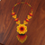 Glass beaded pendant necklace, 'Burning Passion' - Floral Glass Beaded Pendant Necklace from Mexico (image 2) thumbail