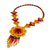 Glass beaded pendant necklace, 'Burning Passion' - Floral Glass Beaded Pendant Necklace from Mexico (image 2c) thumbail