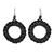 Glass beaded dangle earrings, 'Ebony Black Circles' - Circular Glass Beaded Dangle Earrings in Black from Mexico thumbail
