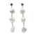 Cultured pearl dangle earrings, 'Sea Foam Cascade' - Cultured Pearl Trio and Sterling Silver Dangle Earrings