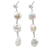 Aretes colgantes de perlas cultivadas - Aretes colgantes de plata esterlina y trío de perlas cultivadas