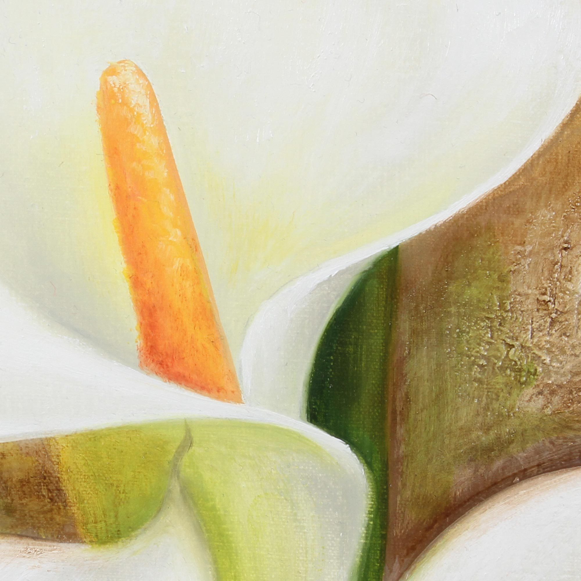 Signed Painting of Calla Lily Flowers from Mexico - Divine Passion | NOVICA