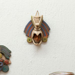 Ceramic mask, 'Noble Eagle' - Earthtone Noble Eagle Warrior Handcrafted Ceramic Wall Mask