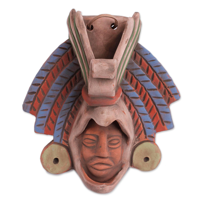 Earthtone Noble Eagle Warrior Handcrafted Ceramic Wall Mask
