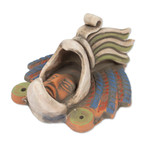 Ceramic mask, 'Noble Eagle' - Earthtone Noble Eagle Warrior Handcrafted Ceramic Wall Mask