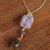 Gold accented quartz pendant necklace, 'Rugged Royal' - Purple Quartz and 14K Gold Plated Steel Pendant Necklace