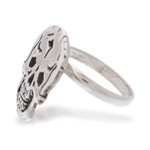 Sterling silver cocktail ring, 'Ancestors Honored' - Sterling Silver Skull with Double Band Cocktail Ring
