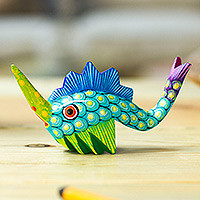 Wood alebrije figurine, 'Swordfish Mystery'