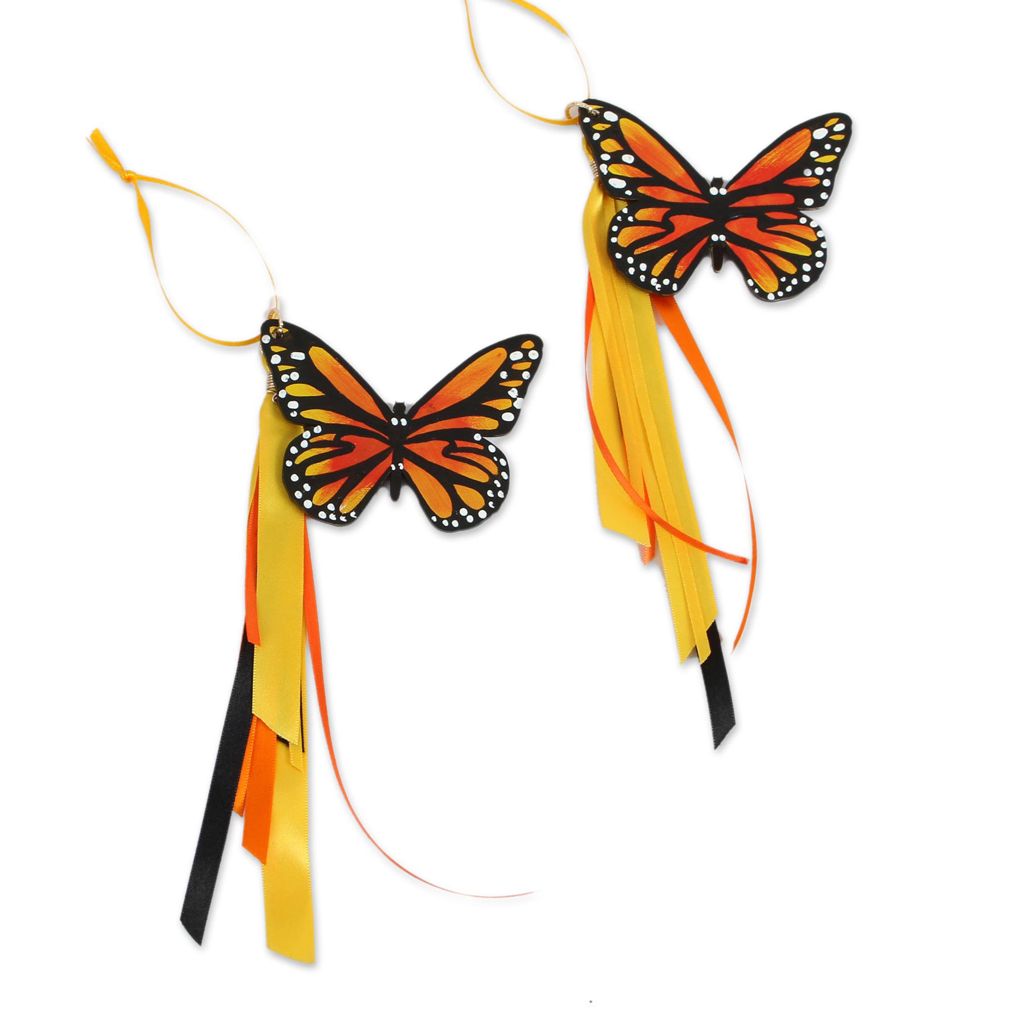 Hand-Painted Wood Monarch Butterfly Ornaments (Pair) - Wind Sweeties ...