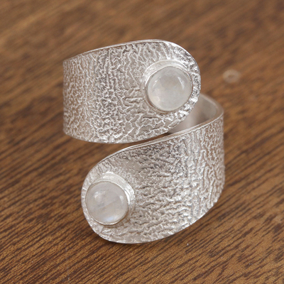 Moonstone wrap ring, 'Lunar Caress' - Modern Moonstone Wrap Ring Crafted in Bali