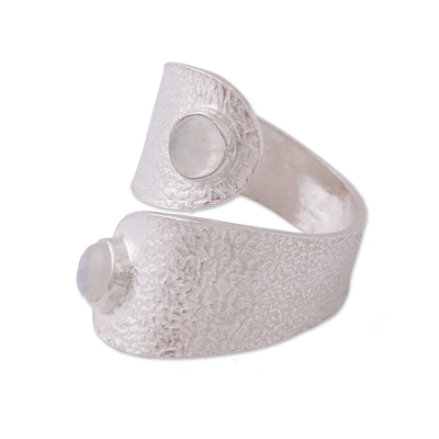 Moonstone wrap ring, 'Lunar Caress' - Modern Moonstone Wrap Ring Crafted in Bali
