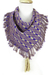 Bufanda de algodón - Bufanda con flecos tejida a mano morada y beige con borlas